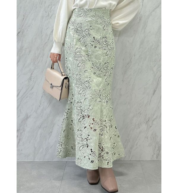 dazzlin「スパンコールレースマーメイドスカート」|スカート|グリーン