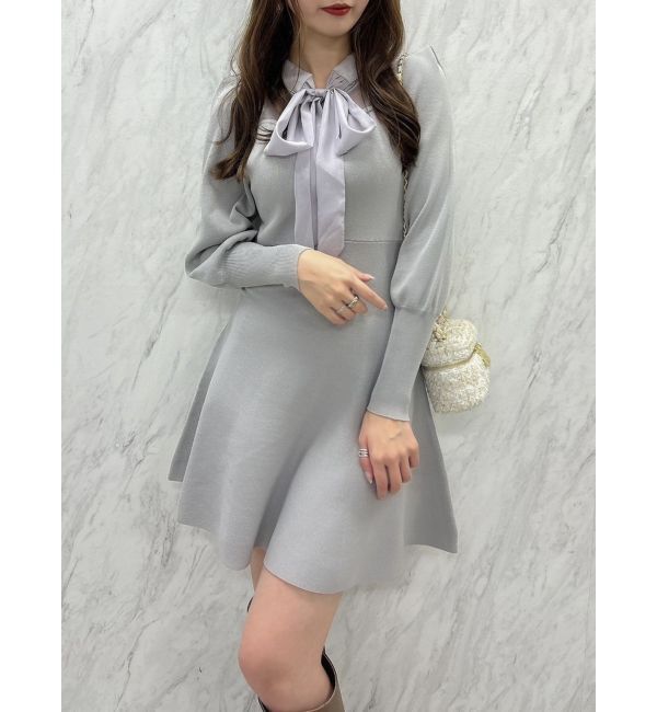 dazzlin「シアーボウタイミニワンピース」|ワンピース|グレー