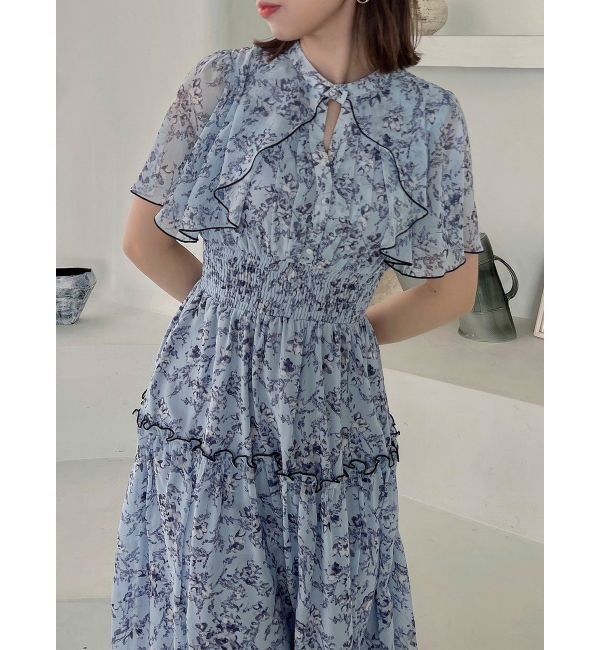 dazzlin「watercolorflowerワンピース」|ワンピース|ブルー