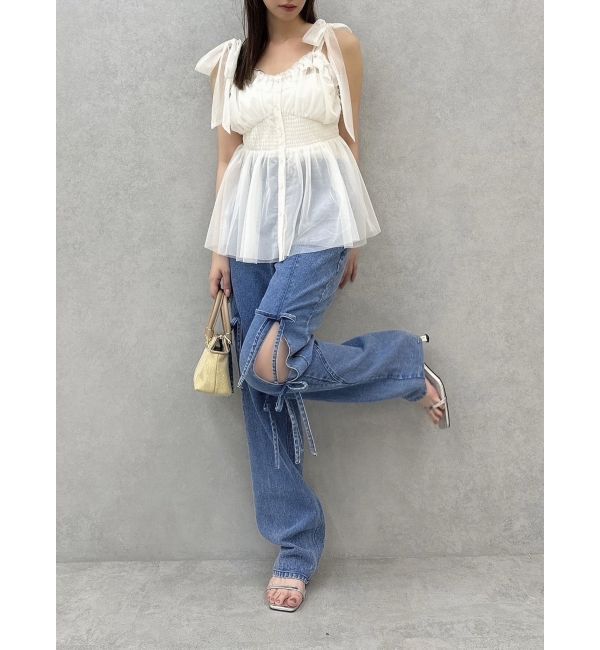 dazzlin「ショルダーリボンチュールペプラムビスチェ」|タンクトップ|