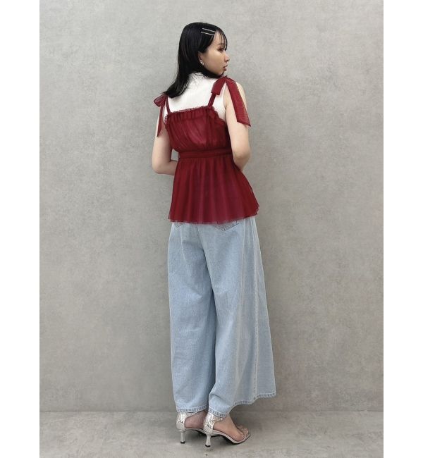 dazzlin「ショルダーリボンチュールペプラムビスチェ」|タンクトップ|