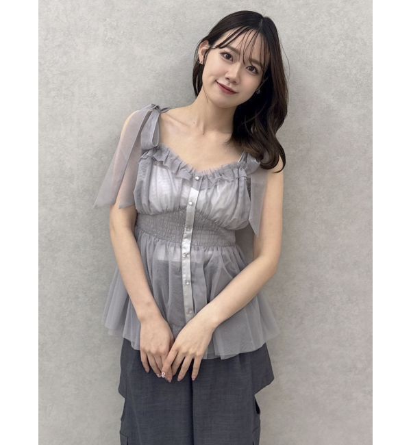 dazzlin「ショルダーリボンチュールペプラムビスチェ」|タンクトップ|