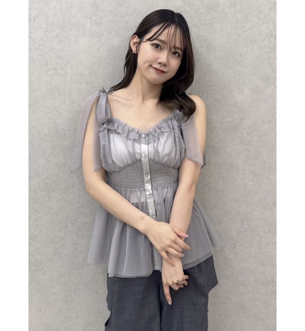 dazzlin「ショルダーリボンチュールペプラムビスチェ」|タンクトップ|