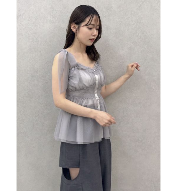 dazzlin「ショルダーリボンチュールペプラムビスチェ」|タンクトップ|