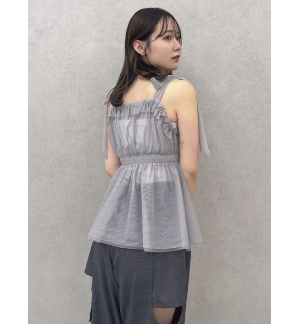 dazzlin「ショルダーリボンチュールペプラムビスチェ」|タンクトップ|