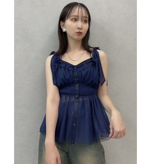 dazzlin「ショルダーリボンチュールペプラムビスチェ」|タンクトップ|