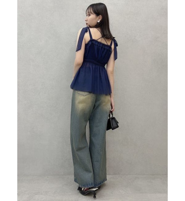 dazzlin「ショルダーリボンチュールペプラムビスチェ」|タンクトップ|