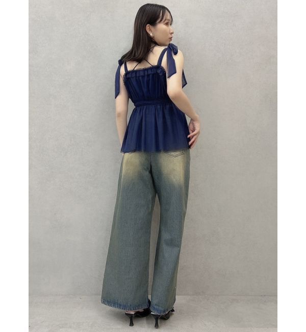 dazzlin「ショルダーリボンチュールペプラムビスチェ」|タンクトップ|