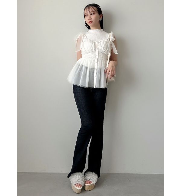 dazzlin「ショルダーリボンチュールペプラムビスチェ」|タンクトップ|