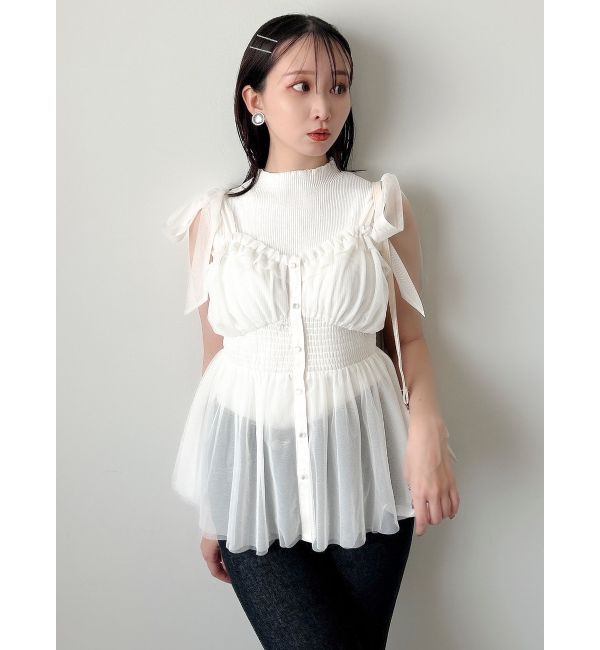 dazzlin「ショルダーリボンチュールペプラムビスチェ」|タンクトップ|