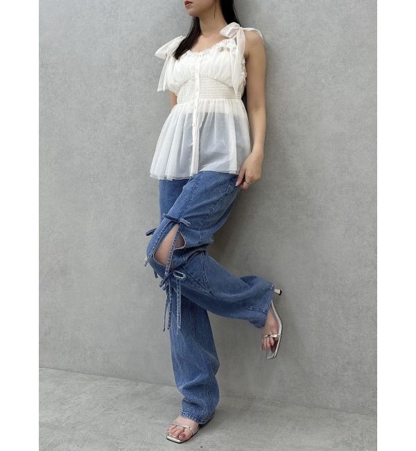 dazzlin「ショルダーリボンチュールペプラムビスチェ」|タンクトップ|