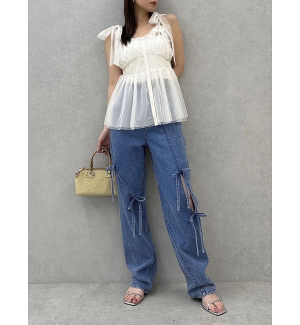 dazzlin「ショルダーリボンチュールペプラムビスチェ」|タンクトップ|