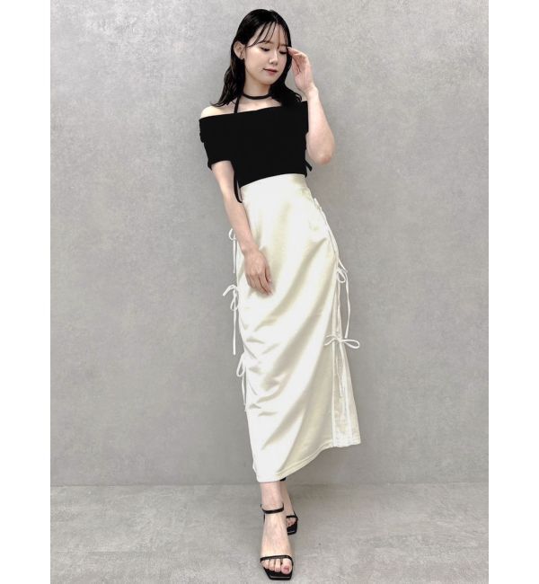 dazzlin「チョーカー付きオフショルドレープカットプルオーバー」|Tシャツ・カットソー|