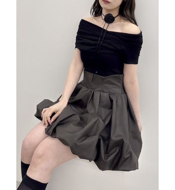 dazzlin「チョーカー付きオフショルドレープカットプルオーバー」|Tシャツ・カットソー|