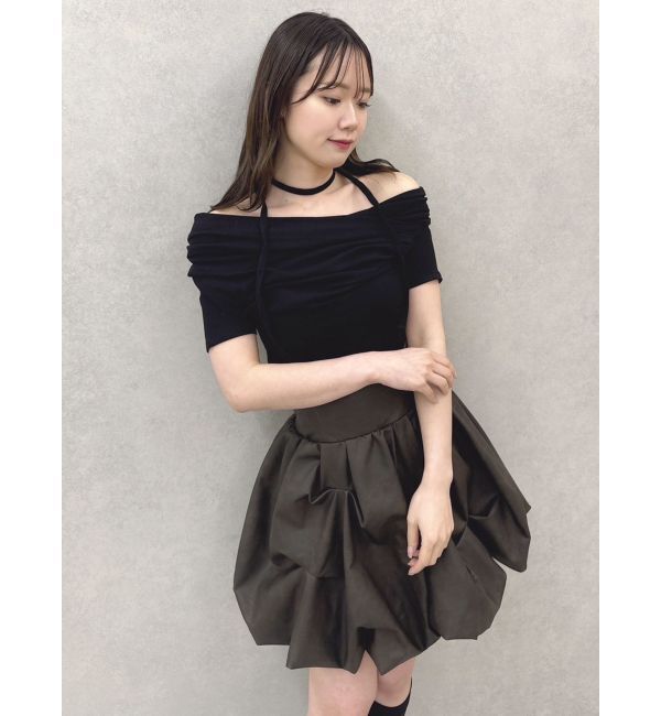 dazzlin「チョーカー付きオフショルドレープカットプルオーバー」|Tシャツ・カットソー|