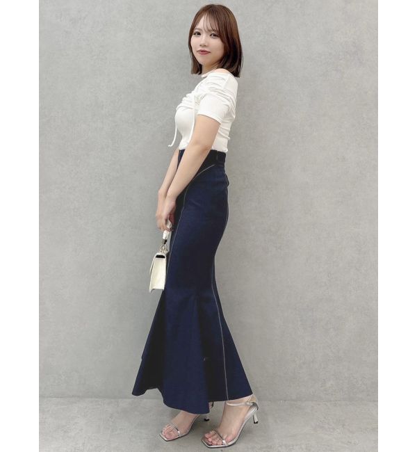 dazzlin「チョーカー付きオフショルドレープカットプルオーバー」|Tシャツ・カットソー|