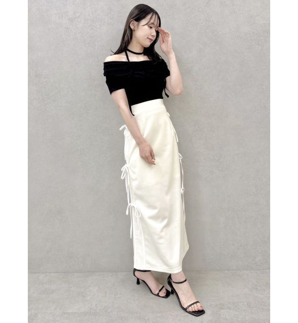 dazzlin「チョーカー付きオフショルドレープカットプルオーバー」|Tシャツ・カットソー|