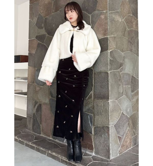 dazzlin「【セットアップ対応】フラワーシシュウベロアスカート」|スカート|