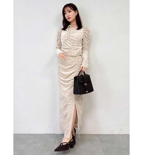 dazzlin「【セットアップ対応】フラワーシシュウベロアスカート」|スカート|