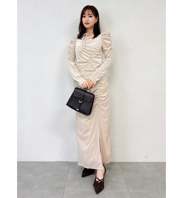 dazzlin「【セットアップ対応】フラワーシシュウベロアスカート」|スカート|