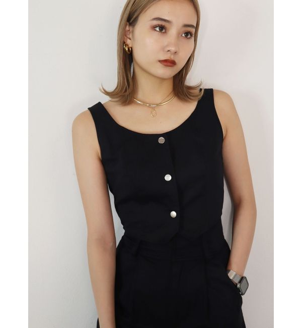 EMODA「フロントボタントップ」|Tシャツ・カットソー|ブラック