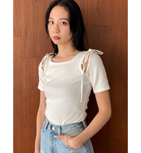 EMODA「タイショルダーカットトップ」|Tシャツ・カットソー|ホワイト