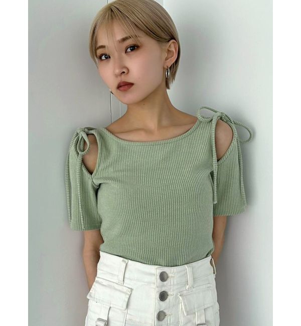 EMODA「タイショルダーカットトップ」|Tシャツ・カットソー|