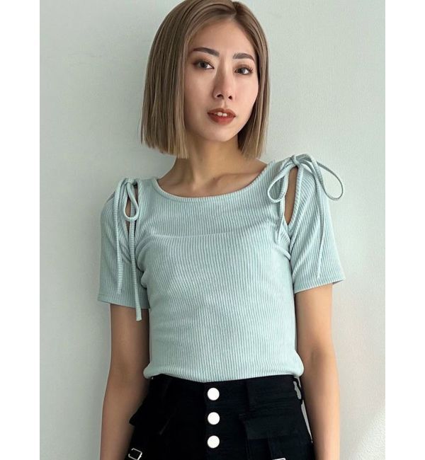 EMODA「タイショルダーカットトップ」|Tシャツ・カットソー|ブルー