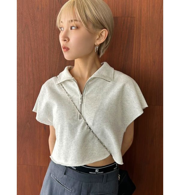 EMODA「カバーハーフジップトップ」|Tシャツ・カットソー|グレー