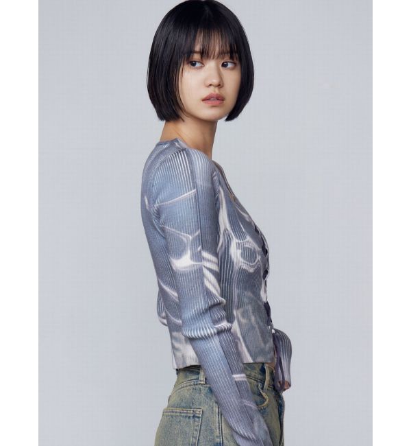 EMODA「レースアッププリントリブニット」|ニット・セーター|