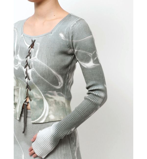 EMODA「レースアッププリントリブニット」|ニット・セーター|