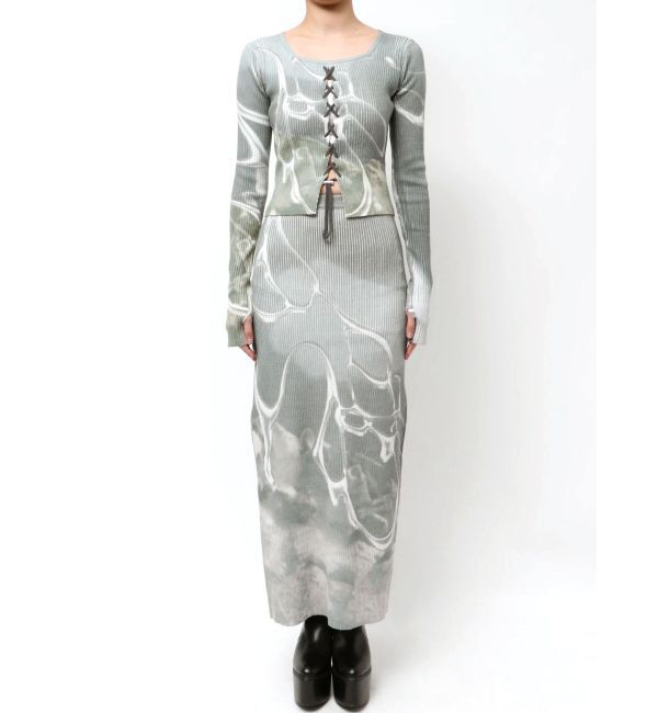 EMODA「レースアッププリントリブニット」|ニット・セーター|