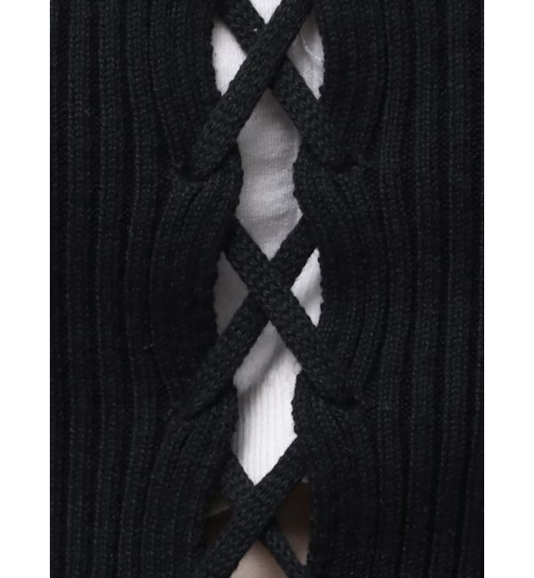 EMODA「レースアッププリントリブニット」|ニット・セーター|