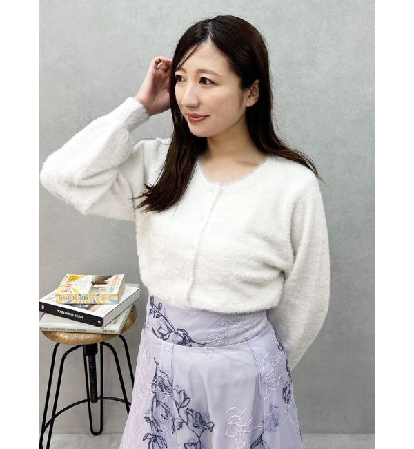 MERCURYDUO「ミニシャギーロングスリーブニットカーディガン」|カーディガン|