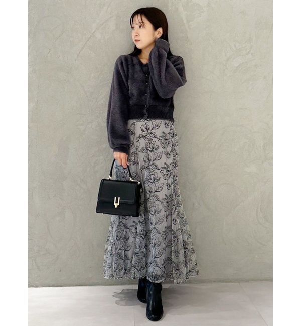 MERCURYDUO「ミニシャギーロングスリーブニットカーディガン」|カーディガン|