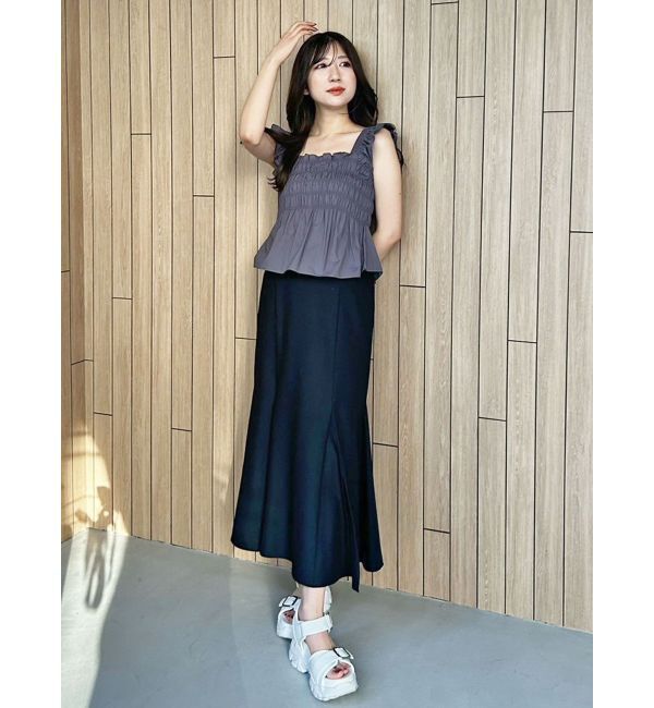 MERCURYDUO「シャーリングフリルバックシャンブラウス」|シャツ・ブラウス|