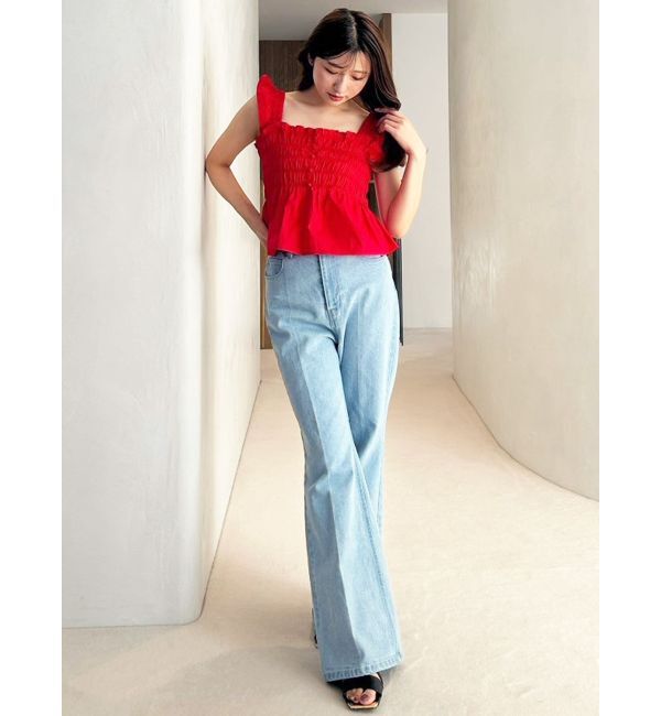 MERCURYDUO「シャーリングフリルバックシャンブラウス」|シャツ・ブラウス|