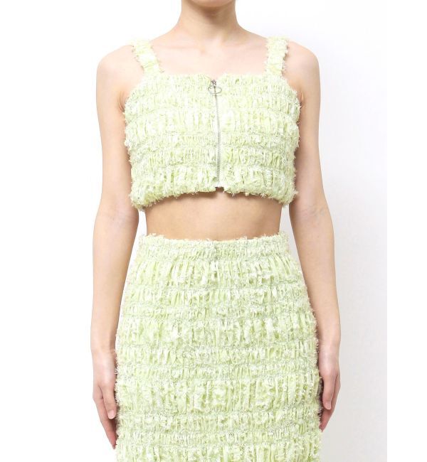 MERCURYDUO「【OUNNOUN】カットジャガードシャーリングフロントZIPビスチェ」|キャミソール|