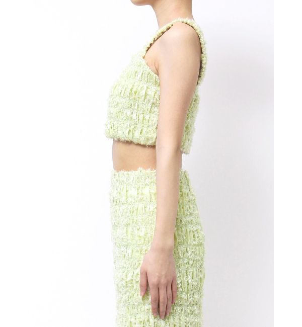 MERCURYDUO「【OUNNOUN】カットジャガードシャーリングフロントZIPビスチェ」|キャミソール|