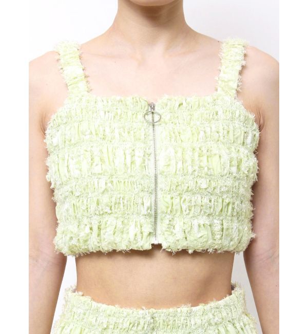 MERCURYDUO「【OUNNOUN】カットジャガードシャーリングフロントZIPビスチェ」|キャミソール|