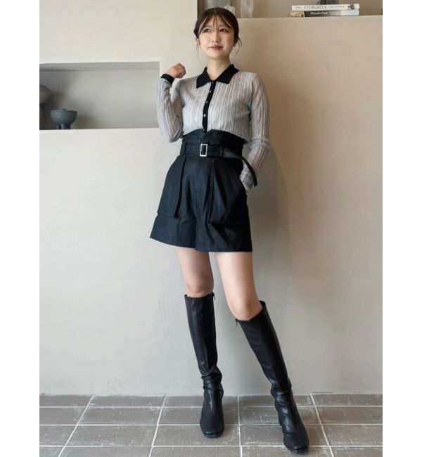 MERCURYDUO「フェイクレザーハイウエストワークショートパンツ」|その他|