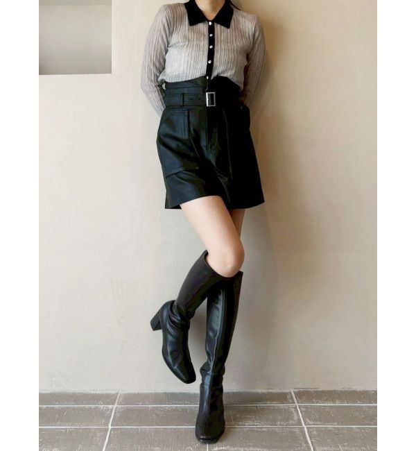 MERCURYDUO「フェイクレザーハイウエストワークショートパンツ」|その他|