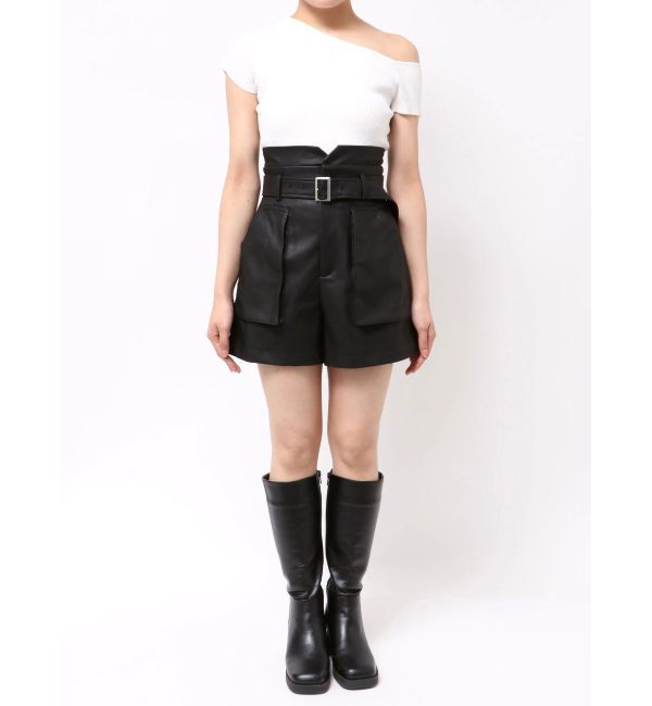 MERCURYDUO「フェイクレザーハイウエストワークショートパンツ」|その他|