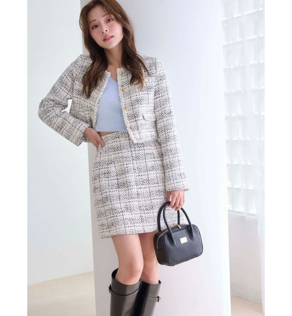 MERCURYDUO「オリジナルツイードノーカラージャケット」|ノーカラージャケット|