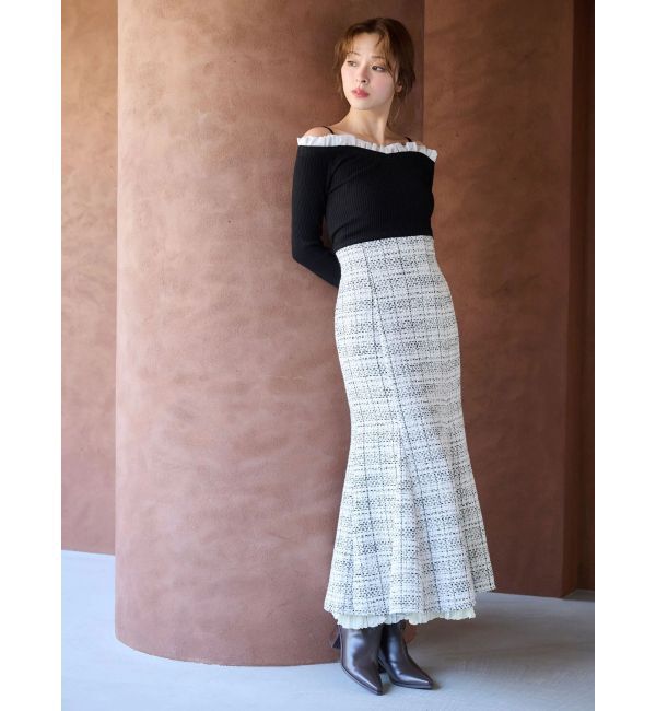 MERCURYDUO「オリジナルツイードスソプリーツマーメイドスカート」|スカート|