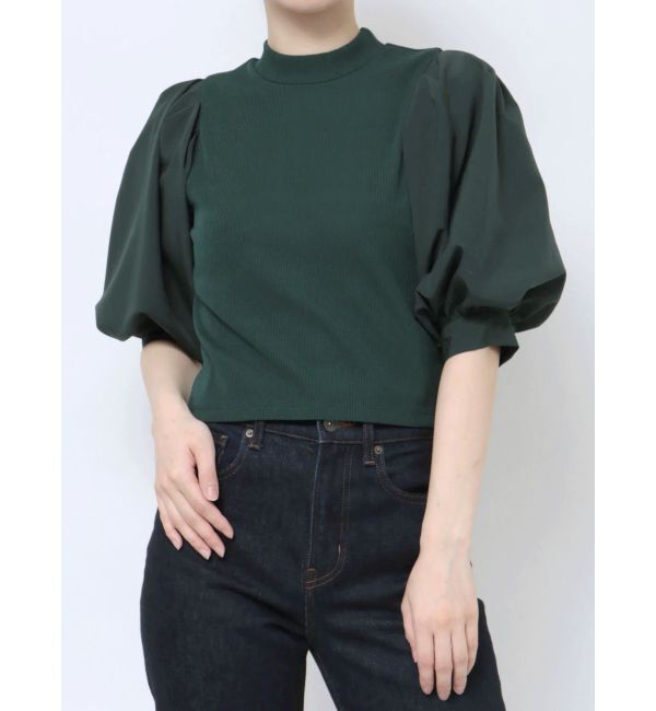 MURUA「テレコドッキングショートトップス」|Tシャツ・カットソー|グリーン