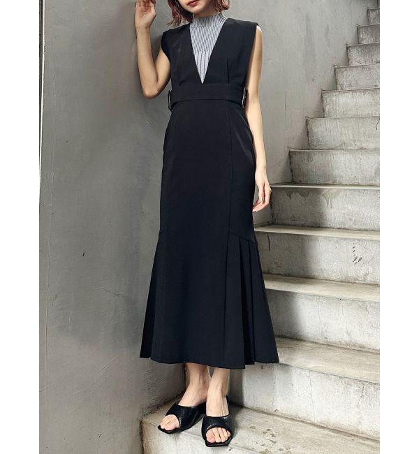 MURUA「サイドタックジャンパースカート」|ワンピース|ブラック