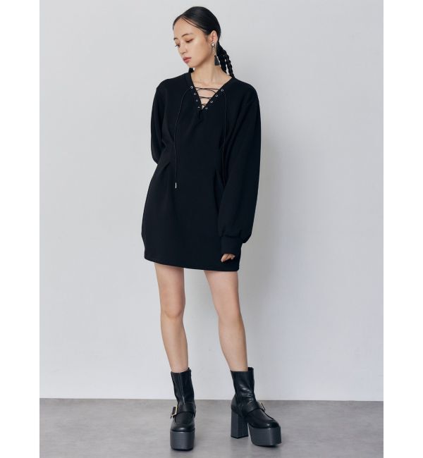 MURUA「デザインレースアップミニワンピース」|ワンピース|