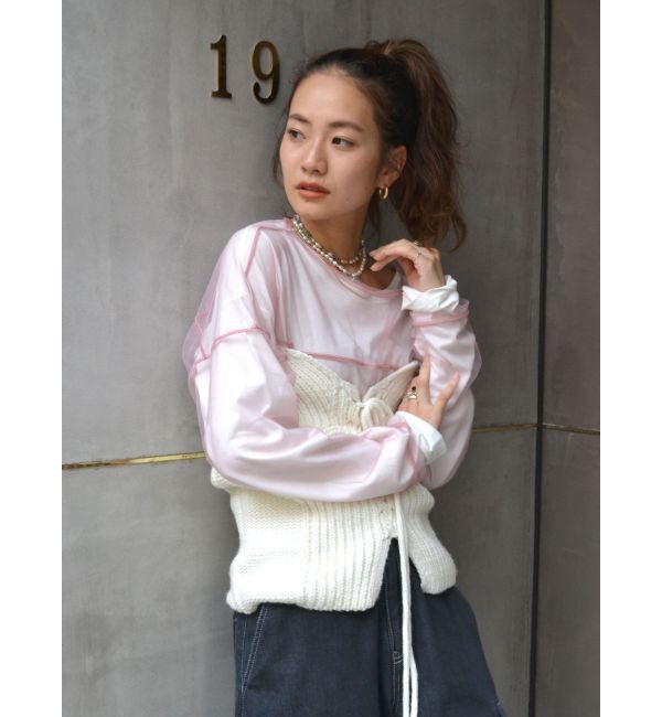 Ungrid「チュールショートロングスリーブTee」|Tシャツ・カットソー|