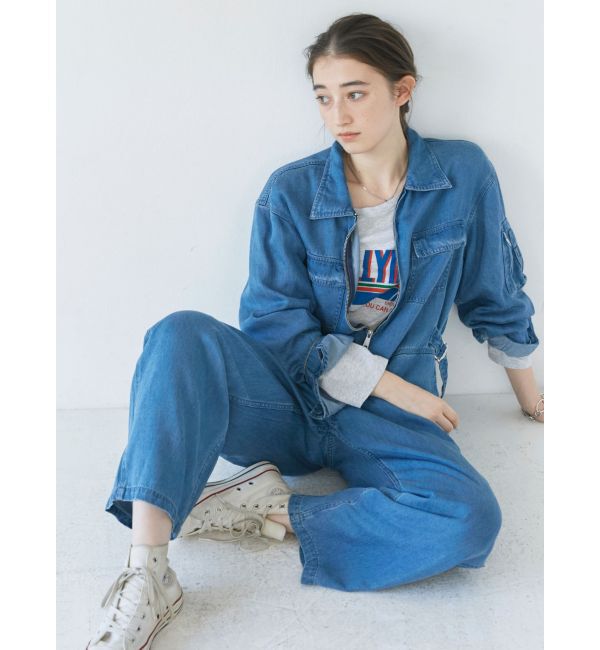 Ungrid「テンセル混デニムオールインワン」|オールインワン|